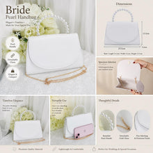 Load image into Gallery viewer, Personalised Bridal Clutch Bag, Ivory Purse with Pearl Handle
