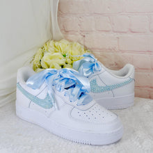Load image into Gallery viewer, Something Blue Personalised AF1 Air Force 1 Trainers Genuine Sneakers for Bride or Groom, Customised Bridal Wedding Shoes