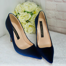 Load image into Gallery viewer, Blue Velvet Wedding Shoes with 'Cherry Blossom'