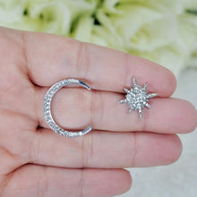 Load image into Gallery viewer, Swarovski Crystal Star and Moon Stud Earrings, Bridal Jewelry, Bridal Stud Earrings, Crystal Bridal Earrings, Statement Earrings Cz