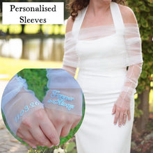 Load image into Gallery viewer, Personalised Tulle Wedding Bolero and Fingerless Glove Set: Bridal Dress Cover