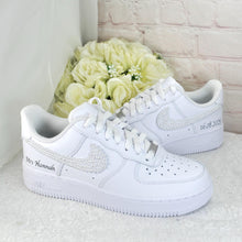 Load image into Gallery viewer, Personalised Genuine Nike AF1 Air Force 1 Trainers for Bride or Groom, Customised Bridal Sneakers, Alternative Wedding Shoes