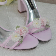 Load image into Gallery viewer, Blush Pink Block Heel with 3D Flower