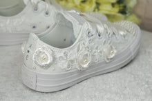 Load image into Gallery viewer, Personalized Converse Wedding Sneakers: Bridal Shoes with Initials - UK3/US5.5