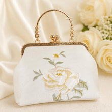 Load image into Gallery viewer, Luxury Bridal Embroidered Handbag: Floral Rose Clutch Bag with Strap