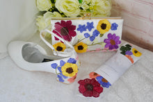 Load image into Gallery viewer, Floral Embroidered Satin Clutch Bag: Bridal Evening Purse with Chain
