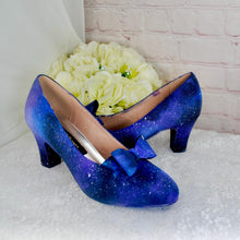 Load image into Gallery viewer, Galaxy Block Heel Bridal Shoes: Hand-Painted Celestial Star Heels