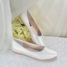 Load image into Gallery viewer, Teal Satin Ballet Flats: Custom Colour Round Toe Bridal Wedding Shoes