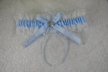 Load image into Gallery viewer, Blue Garter Something Blue Garter French Blue Wedding Custom Wedding Garters Personalise Wedding Garter Gift for Bride Bridal Shower Hen Do