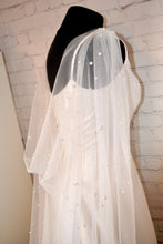 Load image into Gallery viewer, Ivory 250cm Wedding Pearl Cape Veil,Soft Bridal Tulle Veil Alternative with Pearls