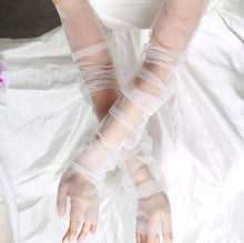 Load image into Gallery viewer, Personalised Tulle Wedding Bolero and Fingerless Glove Set: Bridal Dress Cover