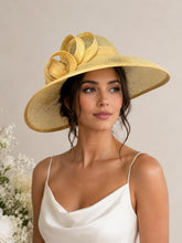 Load image into Gallery viewer, Handmade Yellow Large Fascinator Hat and Clutch Bag Set