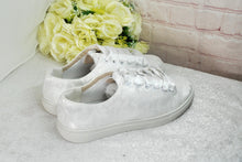 Load image into Gallery viewer, Bridal White Lace Trainers: Flat Wedding Sneakers Size UK8/US10.5