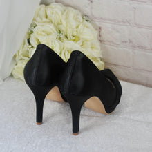 Load image into Gallery viewer, Black Satin Wedding Shoes – 10cm Heel With Platform UK4 / US6.5