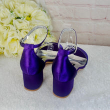 Load image into Gallery viewer, Yellow Block Heel Sandals: Satin Bridal Bridesmaid Shoes