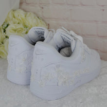 Load image into Gallery viewer, Personalised Embroidered Genuine Nike Air Force 1 AF1 Trainers for Bride, Customised Bridal Sneakers, Alternative Wedding Shoes