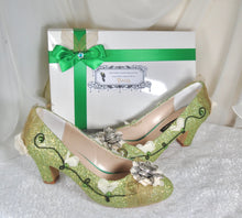 Load image into Gallery viewer, Princess Tiana Inspired Green Block Heel Shoes: Costume Shoe