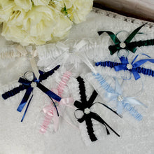 Load image into Gallery viewer, Blue Garter Something Blue Garter French Blue Wedding Custom Wedding Garters Personalise Wedding Garter Gift for Bride Bridal Shower Hen Do