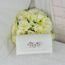 Load image into Gallery viewer, Ivory Shimmer Clutch: Cherry Blossom Bridal Wedding Purse