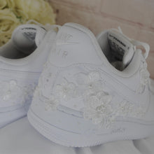 Load image into Gallery viewer, Personalised Embroidered Genuine Nike Air Force 1 AF1 Trainers for Bride, Customised Bridal Sneakers, Alternative Wedding Shoes