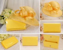 Load image into Gallery viewer, Handmade Yellow Large Fascinator Hat and Clutch Bag Set