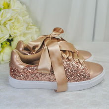 Load image into Gallery viewer, Rose Gold Glitter Bridal Trainers