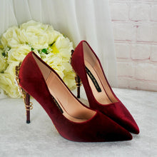 Load image into Gallery viewer, Blue Velvet Wedding Shoes with 'Cherry Blossom'