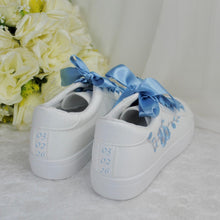 Load image into Gallery viewer, Something Blue Embroidered Floral Bridal Trainers