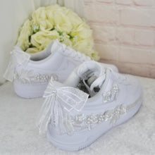 Load image into Gallery viewer, Embroidered Bridal AF1 Air Force Sneakers: Custom Personalised Wedding Shoes