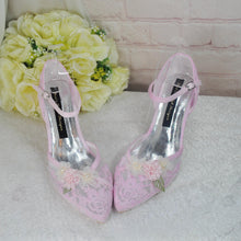 Load image into Gallery viewer, Blush Pink 3D Flower Kitten Heel or Block Heel