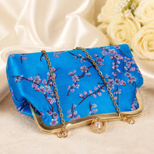Load image into Gallery viewer, Black Cherry Blossom Floral Bridal Clutch: Embroidered Bag, Detachable Chain