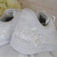 Load image into Gallery viewer, Personalised Embroidered Genuine Air Force 1 AF1 Trainers for Bride, Customised Bridal Sneakers, Alternative Wedding Shoes