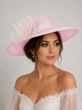 Load image into Gallery viewer, Handmade Light Blue Large Fascinator Hat with Bow and Feathers