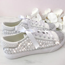 Load image into Gallery viewer, Pearl & Crystal Bridal Converse