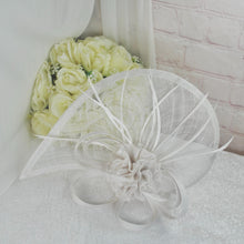 Load image into Gallery viewer, White Fascinator Hat and Clutch Bag: Handmade Bridal Set