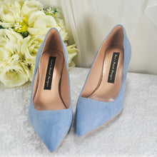 Load image into Gallery viewer, LAST ONE 6cm Heel Blue Suede Cherry Blossom Heels - UK3/US5.5