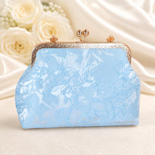 Load image into Gallery viewer, Floral Bridal Clutch: Luxury Blue Lace Embroidered Bag, Detachable Chain