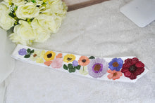 Load image into Gallery viewer, Embroidered Wildflower Tie: White Satin Floral Necktie, Wedding Groom