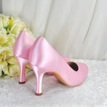 Load image into Gallery viewer, Pink Satin Bridal Shoes: 3" Heel Wedding Coloured Court Shoe