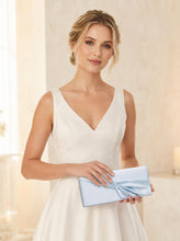 Load image into Gallery viewer, Light Blue Satin Clutch Bag: Handmade Wedding Purse with Chain