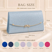 Load image into Gallery viewer, Handmade Textured Vegan Leather Clutch Bag with Bow | Bridal Handbag