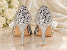 Load image into Gallery viewer, Alice in Wonderland Wedding Shoes | Crystal Heel Peep-Toe Pumps