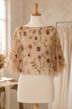 Load image into Gallery viewer, Autumn Meadow Embroidered Flower Bridal Cape