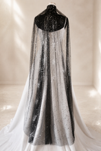 Load image into Gallery viewer, Black Celestial Wedding Veil | Glitter Silver Stars | Handmade Bridal Veil UK
