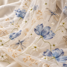 Load image into Gallery viewer, Blue Lotus Flower Embroidered Bridal Veil | 130 cm