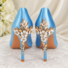 Load image into Gallery viewer, Blue Satin with 'Cherry Blossom'