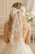 Load image into Gallery viewer, Wild Rose Embroidered Bridal Bow
