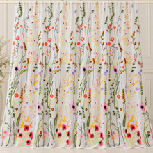 Load image into Gallery viewer, Bright Meadow Flower Embroidered Tulle Fabric – White – By the Yard