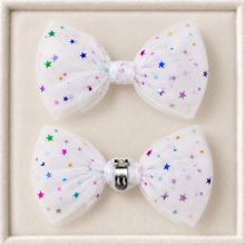 Load image into Gallery viewer, Celestial Organza Bow Shoe Clips – Multicoloured Star Bridal Accessories