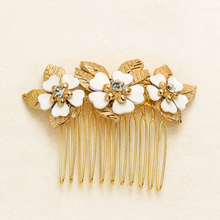 Load image into Gallery viewer, Cherry Blossom Bridal Hair Comb | Crystal Rhinestone Wedding Hair Accessory | Silver, Gold & Rose Gold